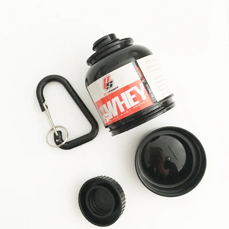 Portable Protein Powder & Pill Organizer Keychain