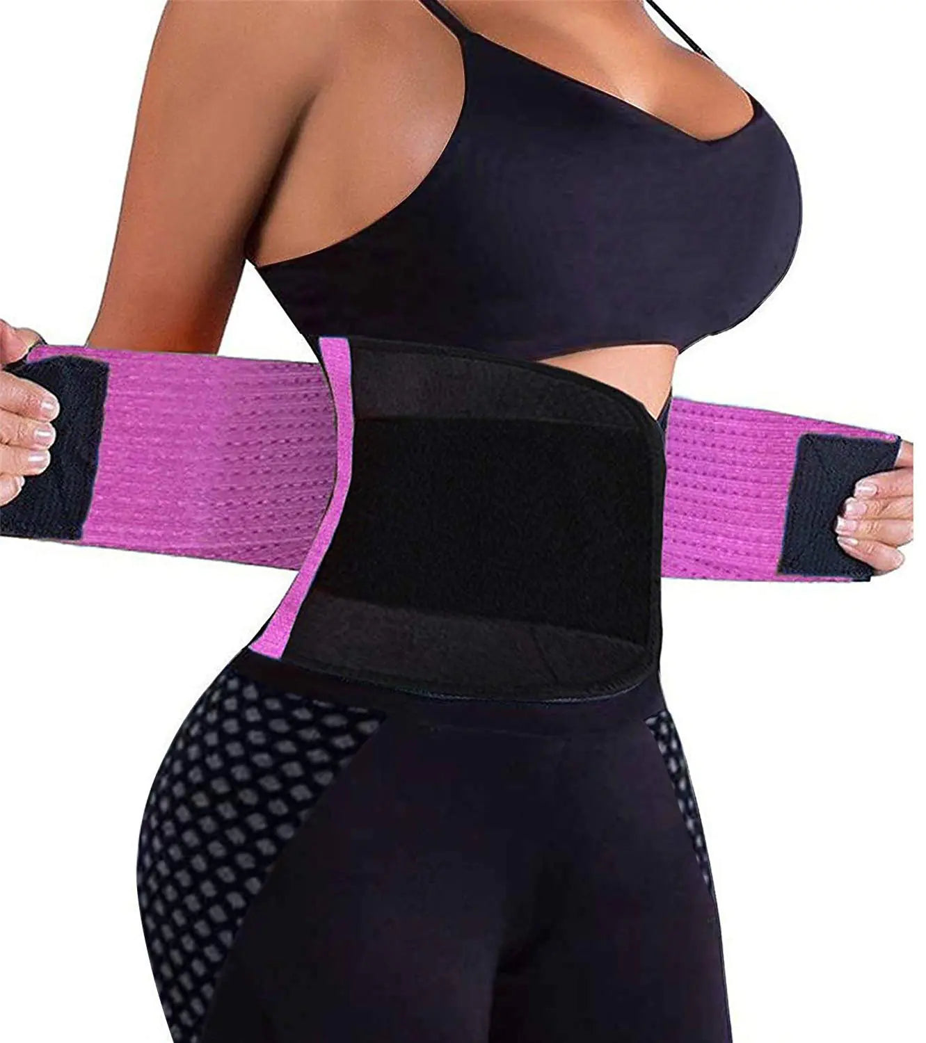 KOOCHY Waist Trainer for Women - Waist Trimmer Back Support Belt Sweat Wrap for Weight Loss Workout Fitness Gym Sport(PurpleS)